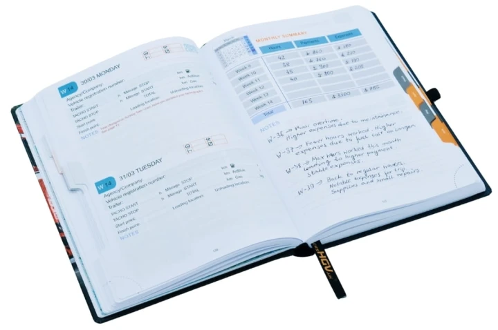 HGV Drivers Diary - Monthly Summary Spread