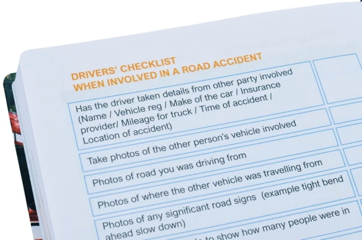 HGV Drivers Diary - Road Accident Checklist Page Close-Up