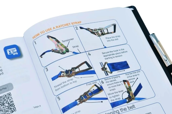 HGV Drivers Diary - How to Use a Ratchet Strap Page Close-Up