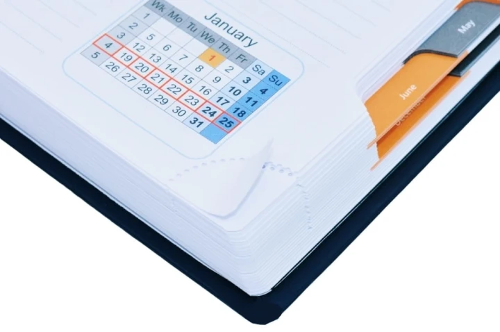 HGV Drivers Diary - Monthly Calendar and Tear-Off Corners Close-Up