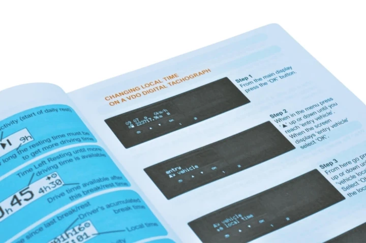 HGV Drivers Diary - Changing Local Time Tachograph Guide Page Close-Up