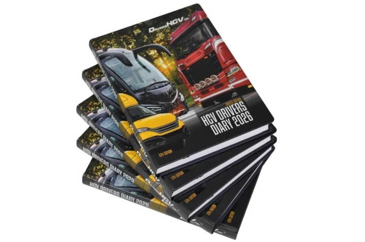 HGV Drivers Diary 2026 - Stack of Five Books Top-Down View
