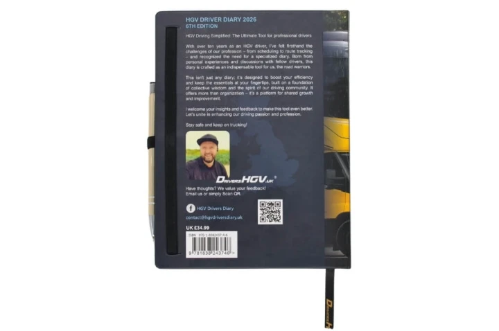 HGV Drivers Diary 2026 - Back Cover View
