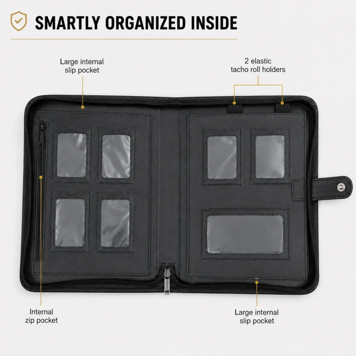 HGV Drivers Diary - Water-Resistant Folder Internal Features Overview