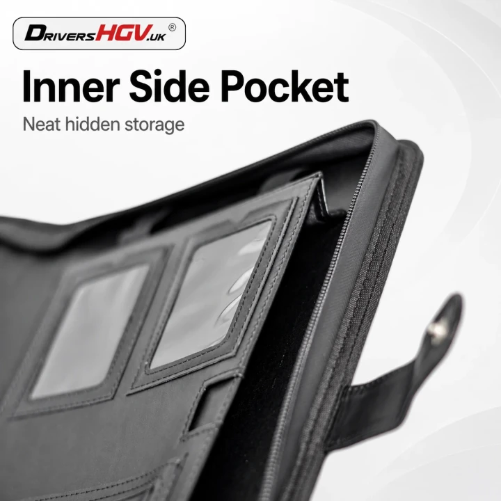 HGV Drivers Diary - Water-Resistant Folder Inner Side Pocket View