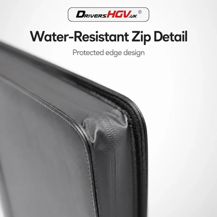 HGV Drivers Diary - Water-Resistant Folder Zip Detail View
