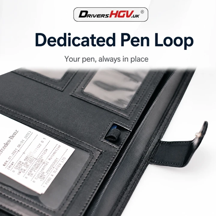 HGV Drivers Diary - Water-Resistant Folder Dedicated Pen Loop View