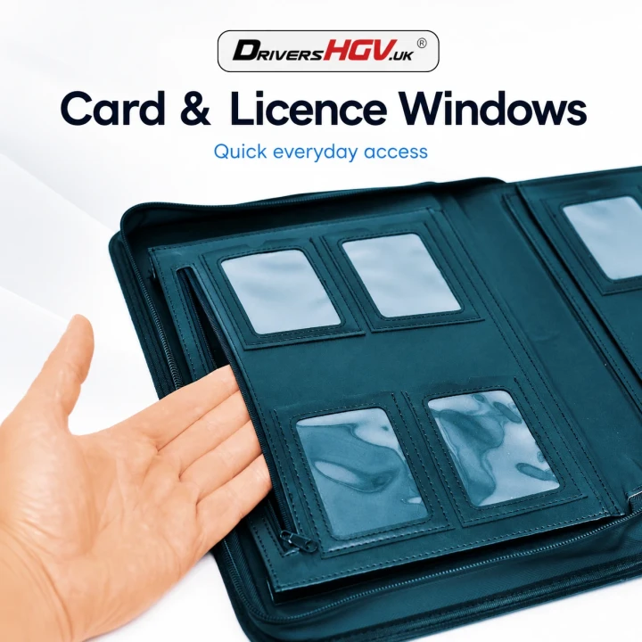 HGV Drivers Diary - Water-Resistant Folder Card and Licence Windows View