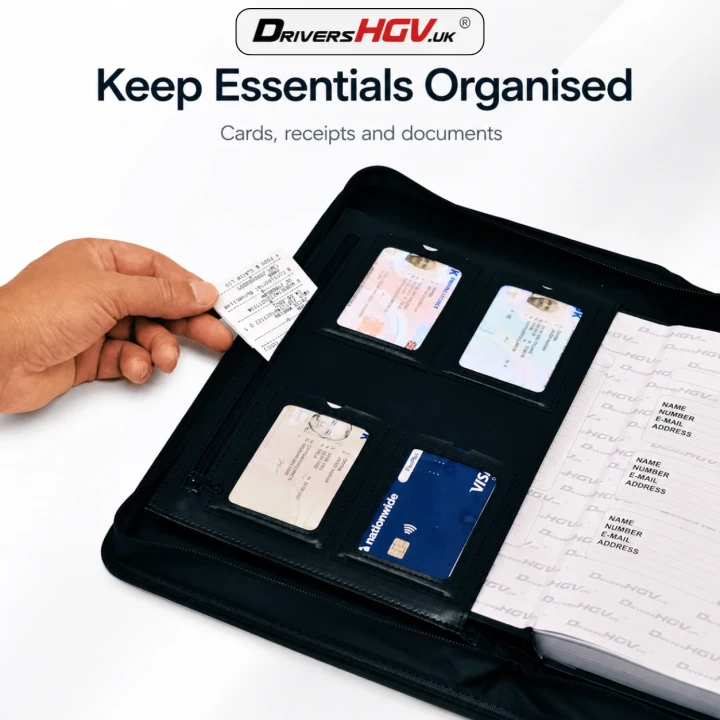 HGV Drivers Diary - Water-Resistant Folder Interior Organisation View