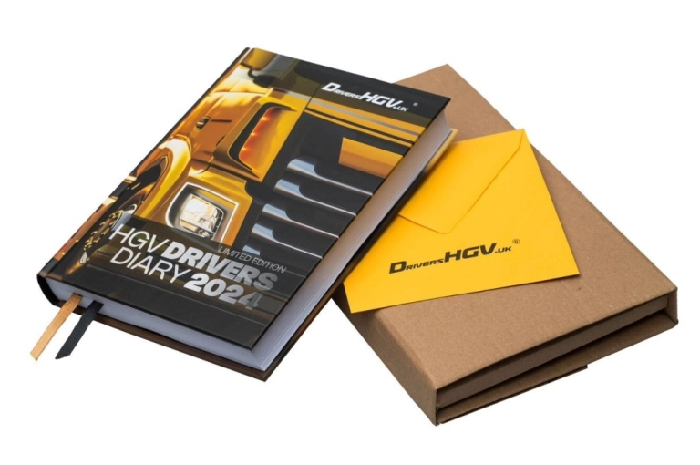4th Limited Edition 2024 HGV Drivers Diary set with yellow envelope and protective packaging