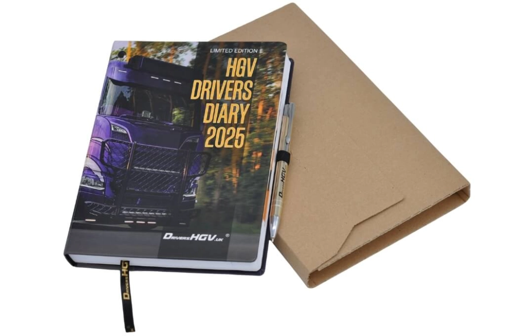 5th Limited Edition 2025 HGV Drivers Diary with branded pen and protective packaging